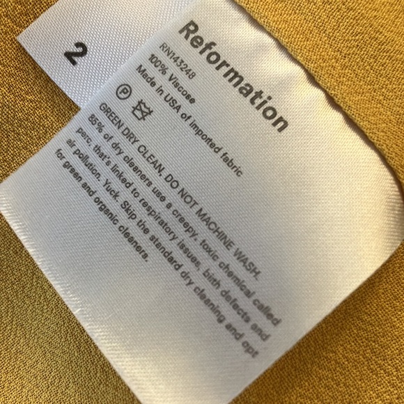 Reformation Nikita ruffled midi dress w/bow tie straps in mustard color size 2 - Picture 12 of 12